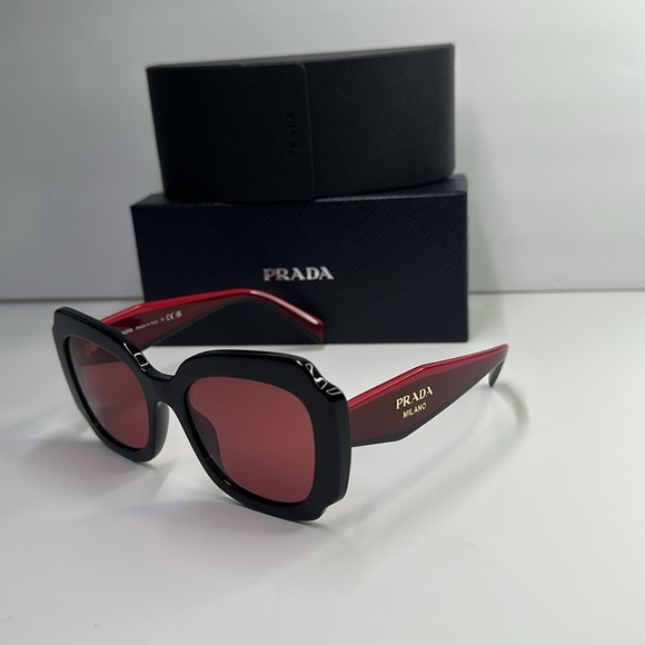 Prada Black and Red Sunglasses Modern Design - Picture 1 of 12